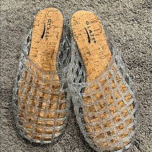 Glaze Silver Mesh Mules